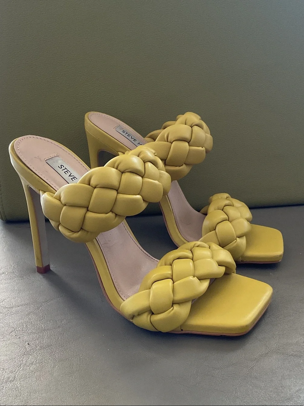 Steve Madden Kenley Yellow Braided Slide Sandals
